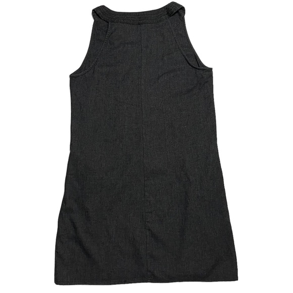 Simon Chang Linen Blend Embroidered Midi Dress With Pockets Grey Size Medium - Picture 2 of 7